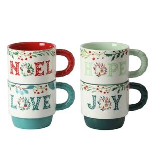 🎄SALE  New Pioneer Woman Merry Meadow 5-PIECE Sentiment Stacking Mugs with Ra